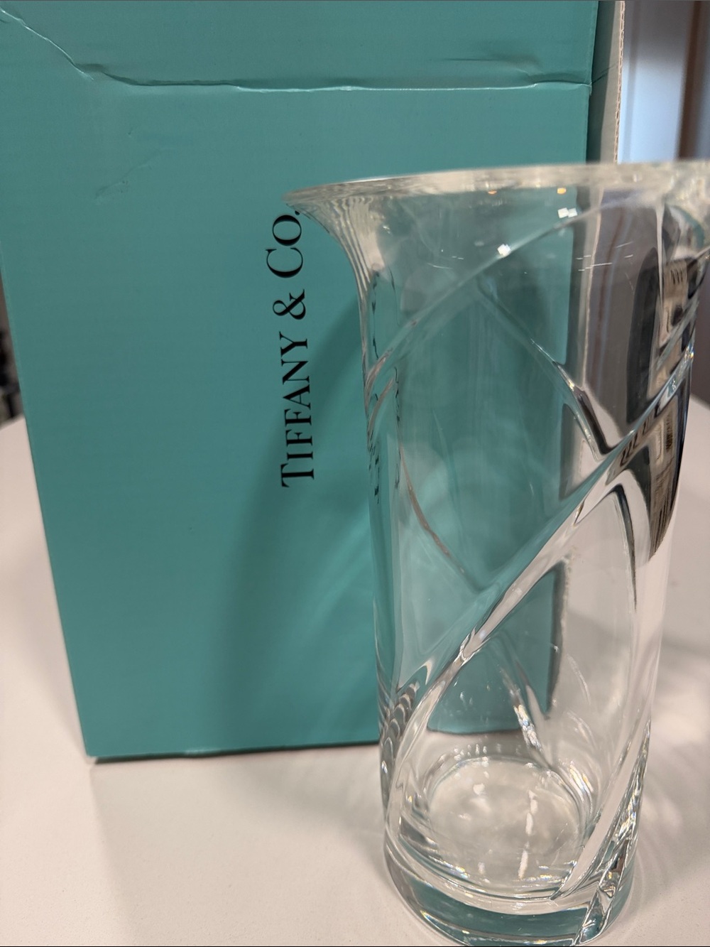 Tiffany & Co. Clear Crystal Vase with Swirl Cuts